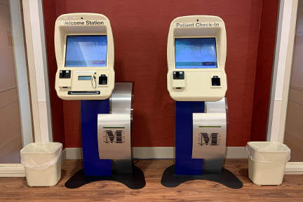 Joe DiMaggio Children's Hospital pediatric patient welcome and check-in kiosks at Memorial Hospital Miramar MOB 2