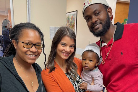 Baby Jordan with his parents and Doctor Monica Arroyo